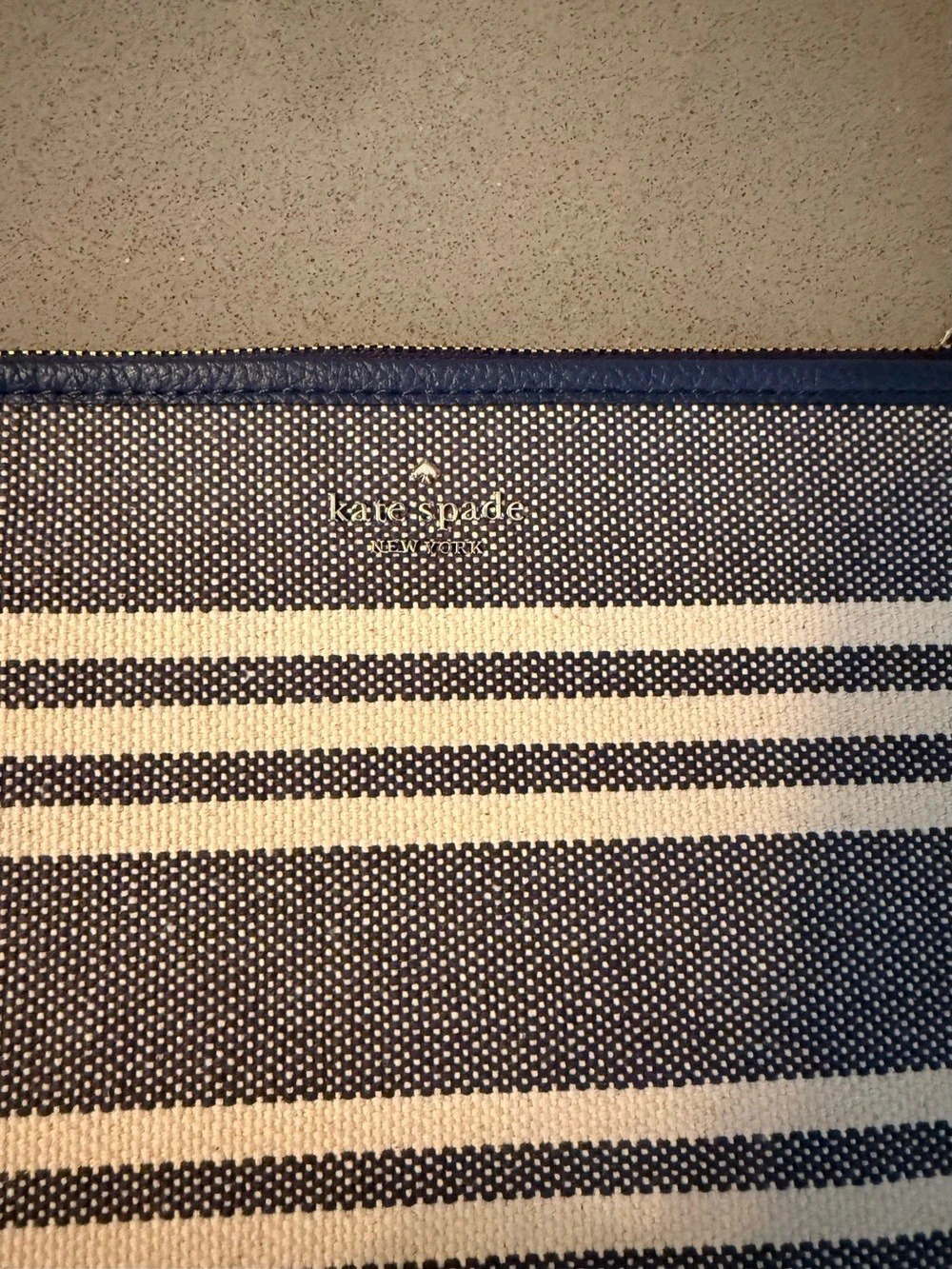 Kate Spade Striped Cosmetic Pouch in Blue & White NWT